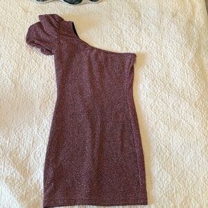 Mango Sparkly Pink One Shoulder Dress